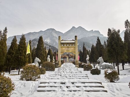 Stone Carving Arch at Jielin Scenic Area, Lingshi County, Jinzhong City, Shanxi Province, China.のeditorial素材