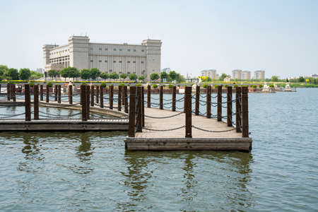 China, Hebei Province, Hengshui City, Jizhou City, Hengshui Lake wetland sceneryのeditorial素材