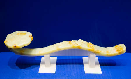 Jade Ruyi from Qing Dynasty at Kaifeng Museum, Kaifeng City, Henan Province, China.のeditorial素材