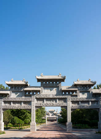 China, Shanxi Province, Jinzhong City, Shouyang County, Qiliao Hometown Scenic Spot, Stone Carving Archのeditorial素材