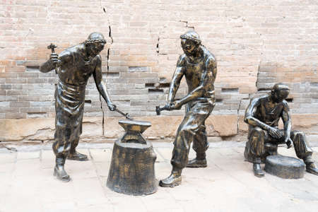 China, Shanxi Province, Jincheng City, Yangcheng County, Guoyu Ancient City, Bronze Sculptureのeditorial素材