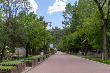 China, Chengde City, Hebei Province, Luanping County, Jinshanling Great Wall Scenic Area, scenic roadsの写真素材