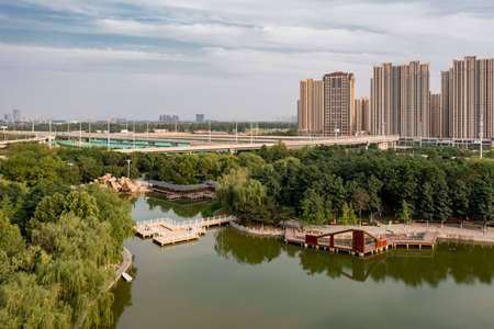 Donghuan Park at Shijiazhuang City, Hebei Province, Chinaの写真素材