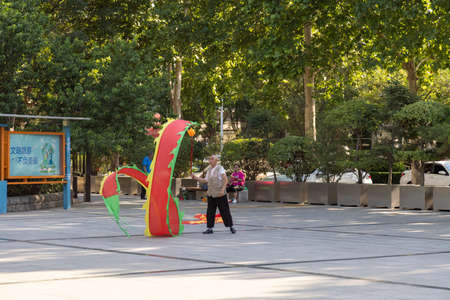 China, Hebei Province, Shijiazhuang City, Xiqing Park, leisure citizensのeditorial素材
