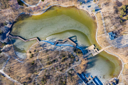 Aerial view of Zhongshan Lake in Suzhou, Chinaの写真素材