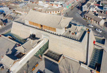 Top view of the ancient Chinese architectural style buildingの写真素材