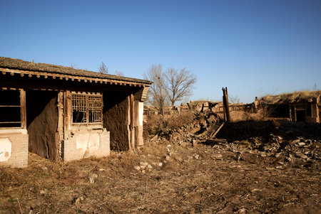 Ruins of an old abandoned house in the village of Tbilisi, Georgiaの写真素材