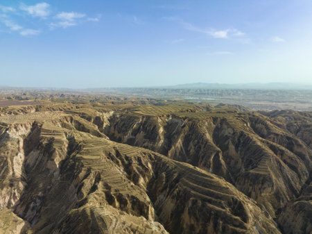 Aerial view of the Badlands National Park, South Dakota.の写真素材