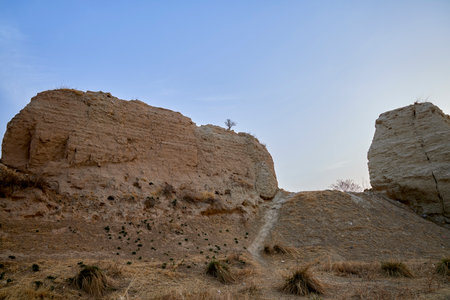 Mongolian landscape, rock formations, closeup of photoの写真素材