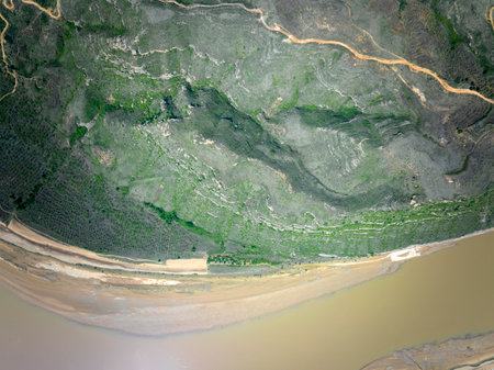 Aerial view of the Danube Delta, Romania, Europe.の写真素材