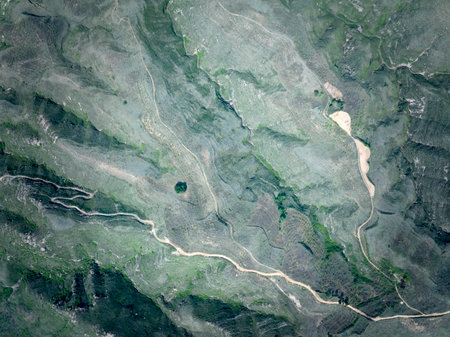 Aerial view of the mountain landscape in Peru. South America.