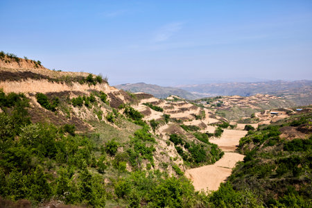 Mountainous landscape in the province of Ciudad Real, Spainの写真素材