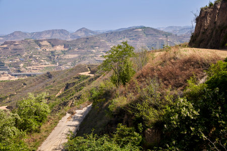Rural landscape in the south of Italy, in the province of Teruelの写真素材