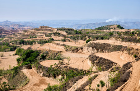 Rural landscape of Sicily, Italy, in a sunny spring dayの写真素材