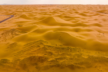 the empty quarter and outdoor sand dune in oman old desert rub al khaliの写真素材
