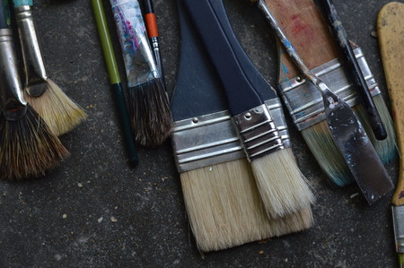 The artist s brush and paintの写真素材