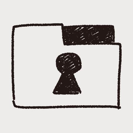 doodle lock folderのイラスト素材
