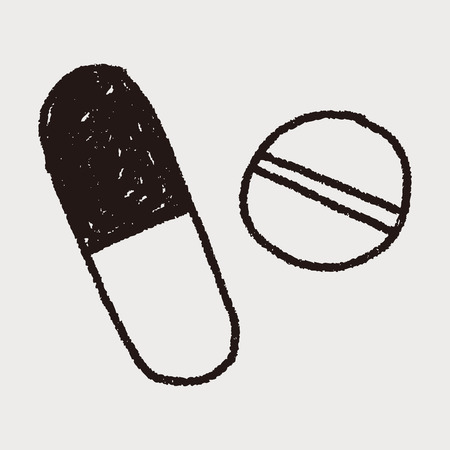 Pills doodle drawingのイラスト素材
