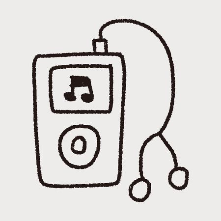 music player doodle drawingのイラスト素材