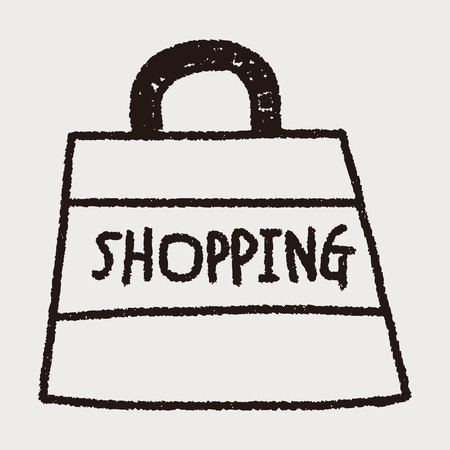 shopping bag doodle drawingのイラスト素材