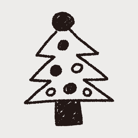 Christmas tree doodle drawingのイラスト素材