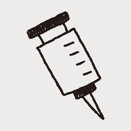 Syringes doodle drawingのイラスト素材