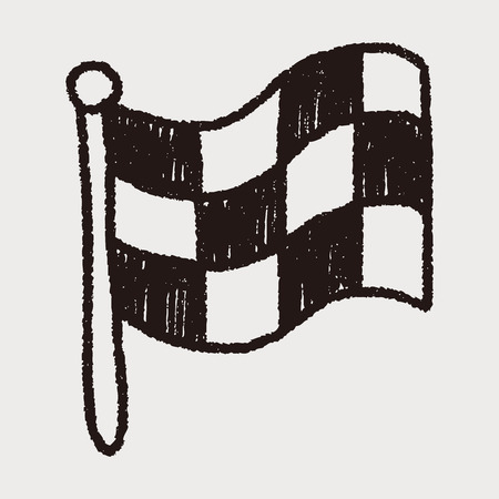 race flag doodle drawingのイラスト素材