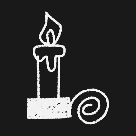 Christmas candle doodle drawingのイラスト素材