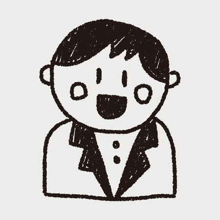 wedding groom doodle drawingのイラスト素材