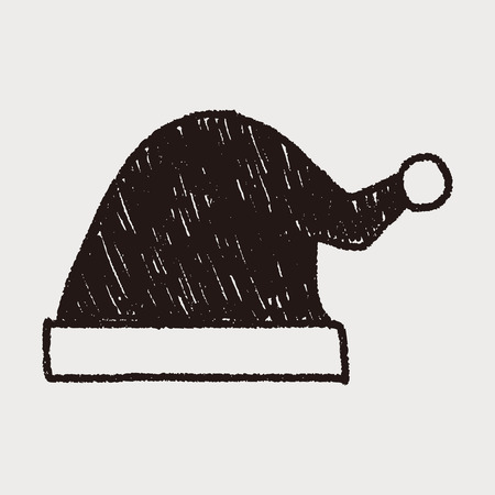 Christmas hat doodle drawingのイラスト素材