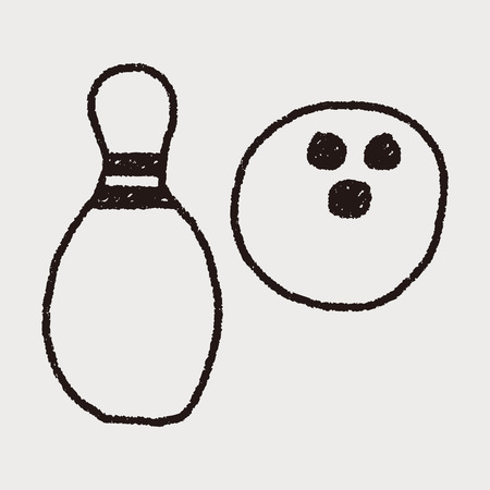 bowling doodle drawingのイラスト素材
