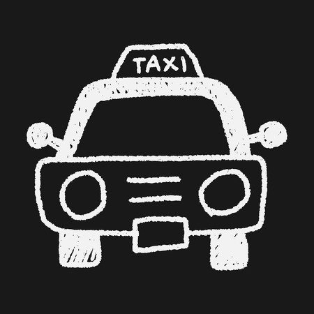 taxi doodle drawingのイラスト素材