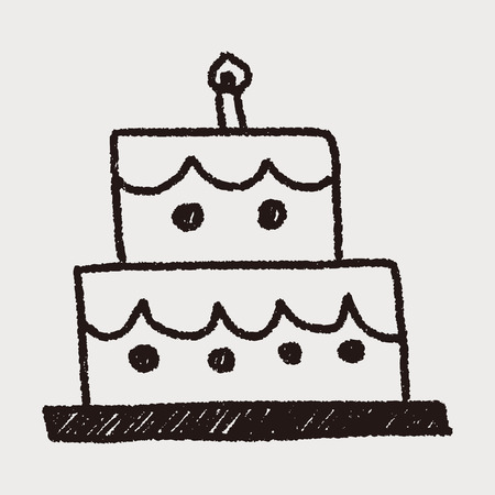 birthday cake doodle drawingのイラスト素材