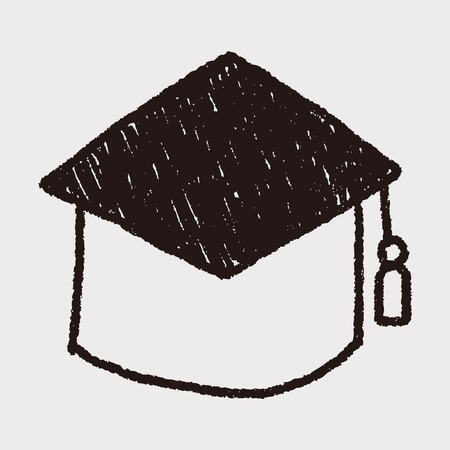 graduation cap doodle drawingのイラスト素材