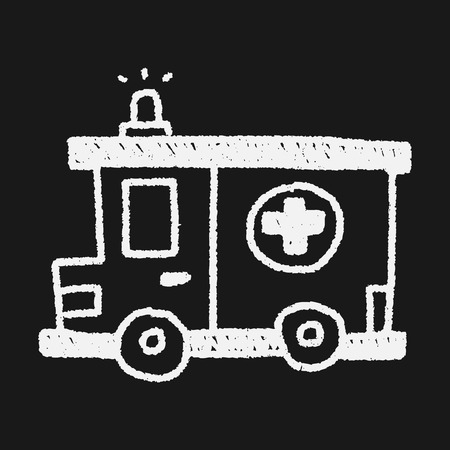 ambulance doodle drawingのイラスト素材