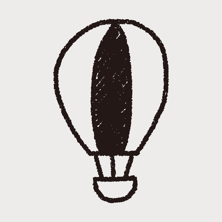 hot air balloon doodle drawingのイラスト素材