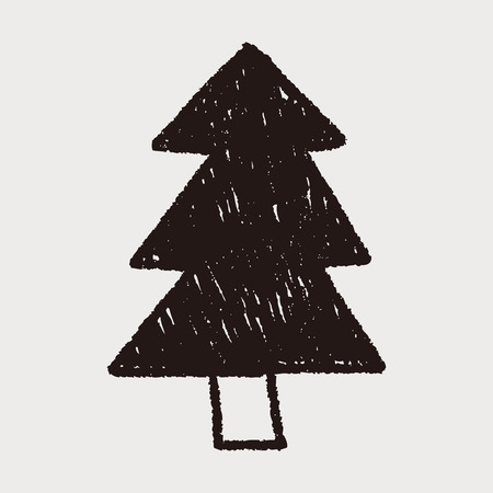 Christmas tree doodle drawingのイラスト素材