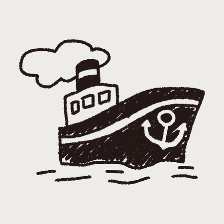 doodle Steamshipのイラスト素材