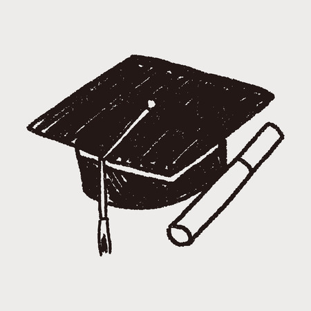 Doodle Bachelor capのイラスト素材