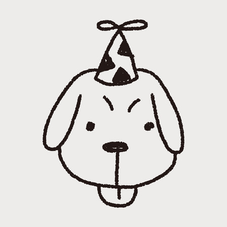 doodle birthday dogのイラスト素材