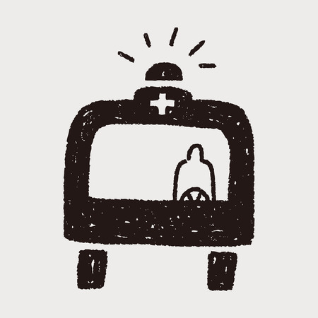 doodle ambulanceのイラスト素材
