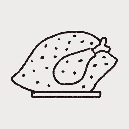 Doodle Turkey mealのイラスト素材