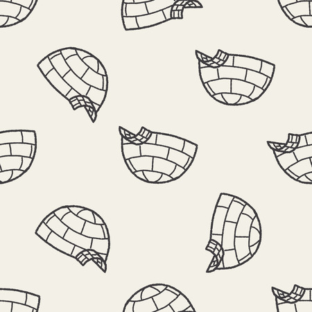 doodle house seamless pattern backgroundのイラスト素材