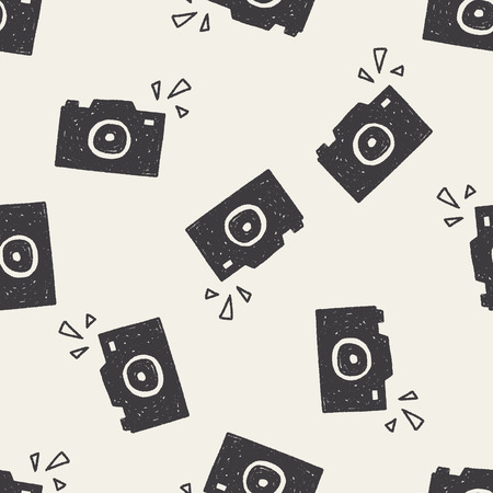 doodle Camera seamless pattern backgroundのイラスト素材