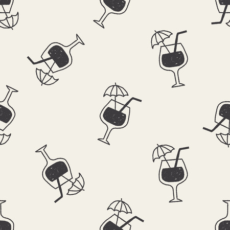 doodle cocktail seamless pattern backgroundのイラスト素材