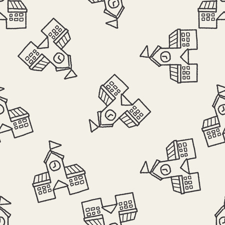 Doodle School seamless pattern backgroundのイラスト素材