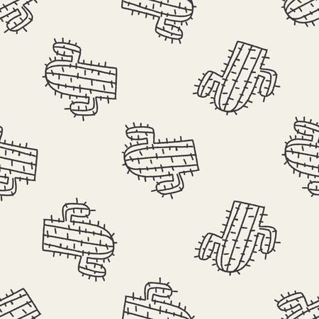 doodle cactus seamless pattern backgroundのイラスト素材