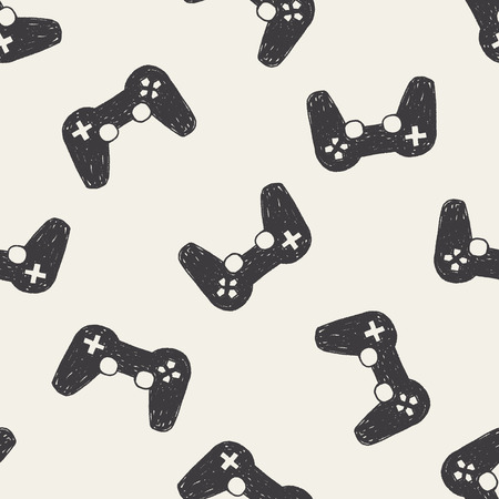 Doodle joystick seamless pattern background