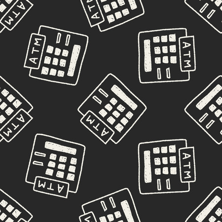 ATM doodle drawing seamless pattern backgroundのイラスト素材