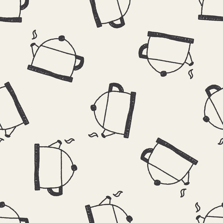 tea pot doodle drawing seamless pattern backgroundのイラスト素材